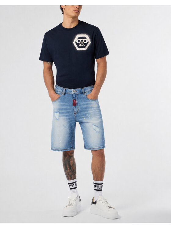 PHILIPP PLEIN PHILIPP PLEIN Pantaloncini di jeans 31790 Blu Loose Fit