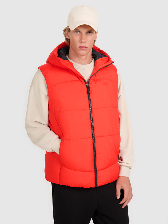 4F 4F Kamizelka MIDSHOP TEXTILE Czerwony Regular Fit
