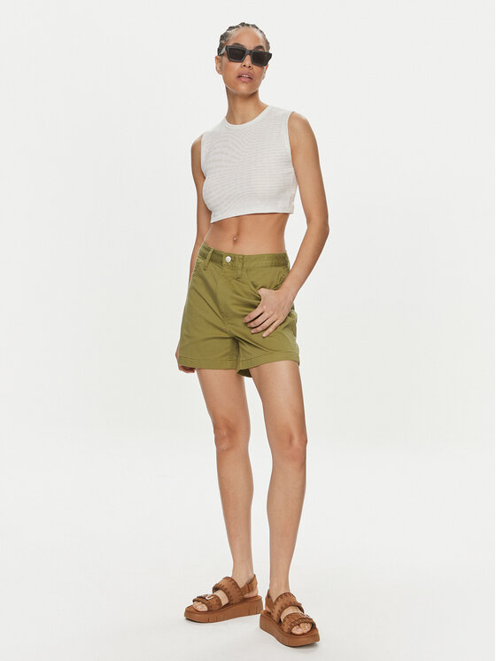 Calvin Klein Jeans Calvin Klein Jeans Medžiaginiai šortai J20J223135 Žalia Mom Fit