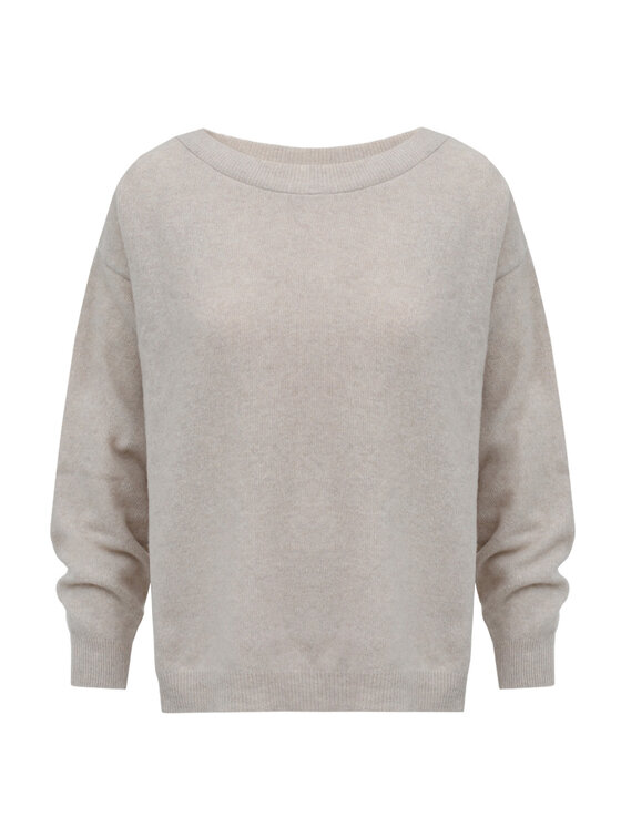 Entelier Entelier Sweter dekolt łódka Beżowy Relaxed Fit