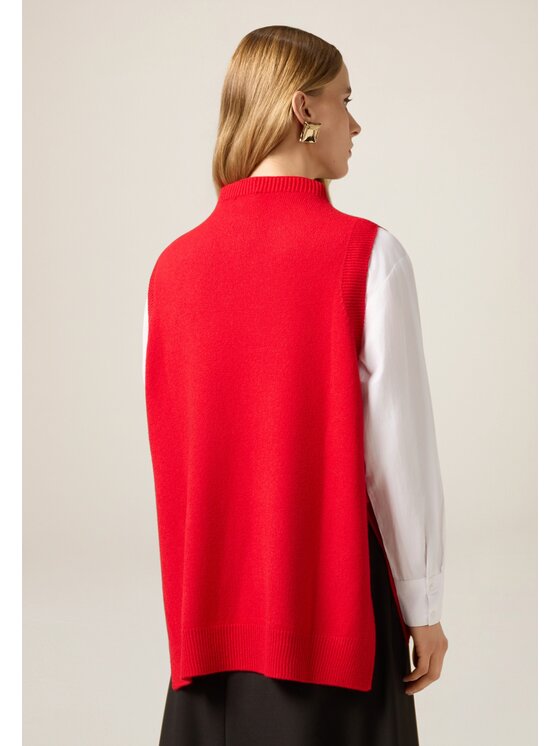 Oltre Oltre Sweter M187E002210N016 Czerwony Over Fit