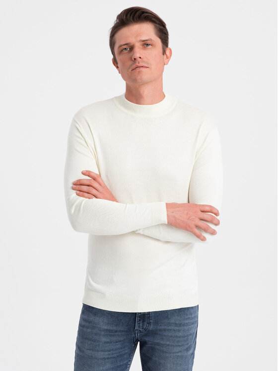 Ombre Ombre Sweter OM-SWTN-0100 Beżowy Regular Fit