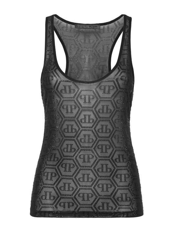 PHILIPP PLEIN PHILIPP PLEIN Tank top 27369 Czarny Skin Tight Fit