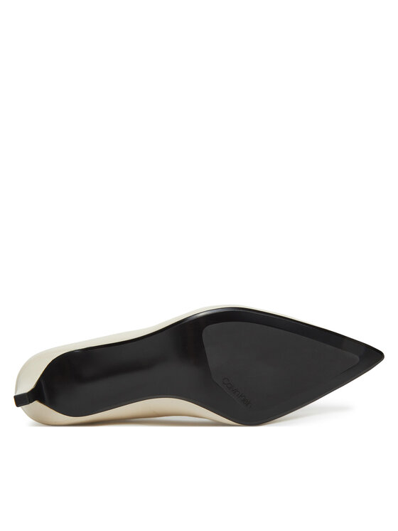 Calvin Klein Calvin Klein Pantofi cu toc subțire Pump 70 Pointy Hw Bar Lth HW0HW02561 Écru