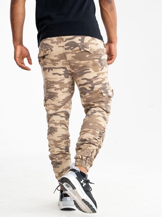 Catch Catch Spodnie materiałowe Spodnie Materiałowe Jogger Męskie Sand Camo Catch Screw 28 Beżowy Cargo Fit