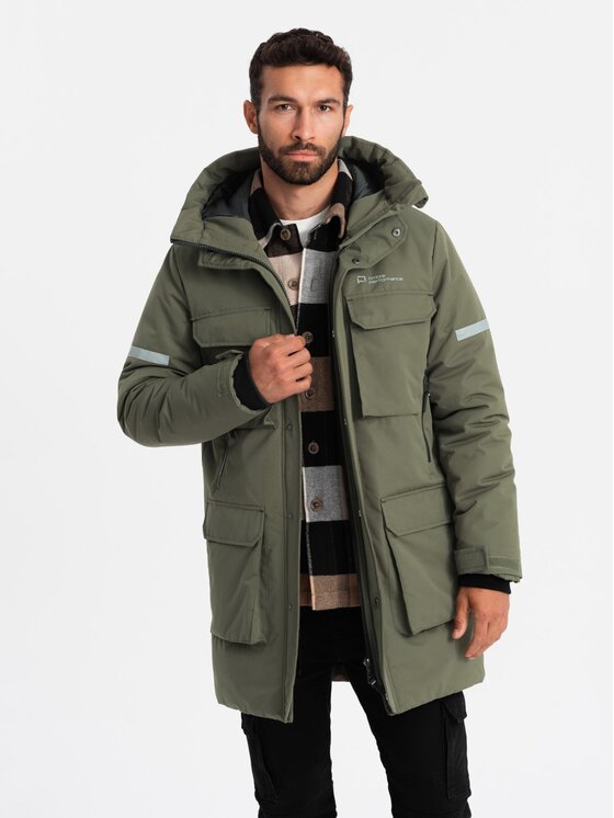 Ombre Ombre Parka OM-JALJ-0169 Khaki Regular Fit