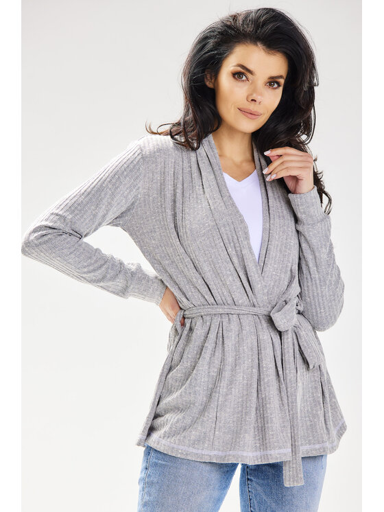 Awama Awama Sweter A655 Szary Basic Fit