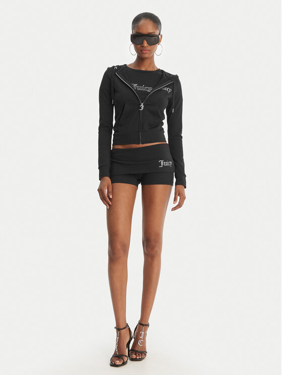 Juicy Couture Juicy Couture Pantaloni scurți sport Roll Down JCWHS126307 Negru Slim Fit