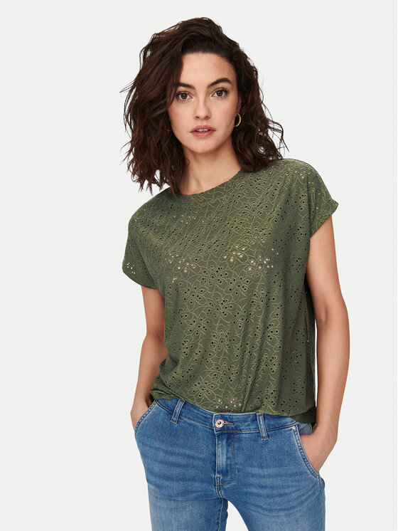 ONLY ONLY Majica Smilla 15231005 Zelena Regular Fit
