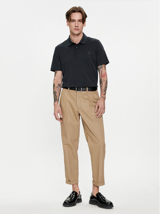 Baldessarini Baldessarini Тениска с яка и копчета B4 10044/000/5190 Черен Regular Fit