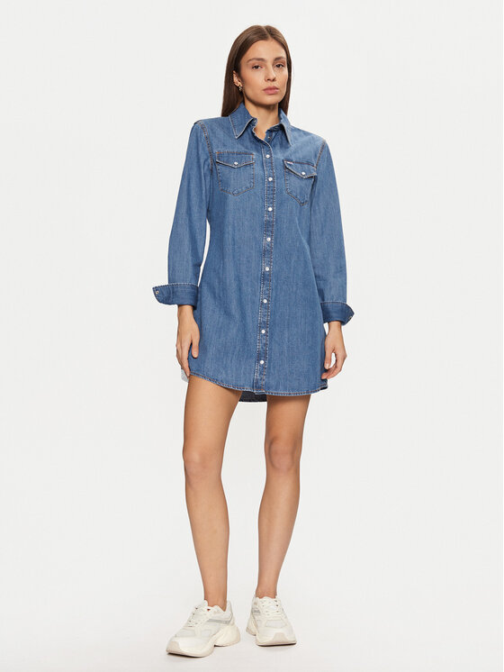 Tommy Jeans Tommy Jeans Džínsové šaty Western DW0DW19853 Modrá Regular Fit