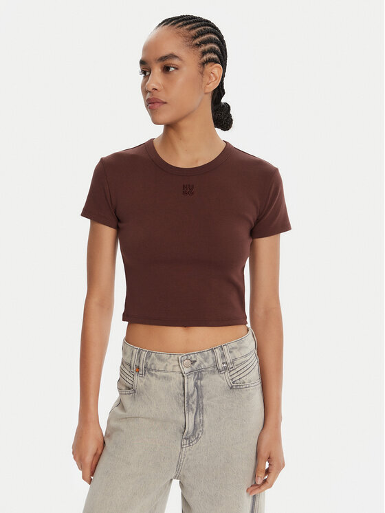 HUGO HUGO T-shirt Delanor  50512000 Smeđa Slim Fit