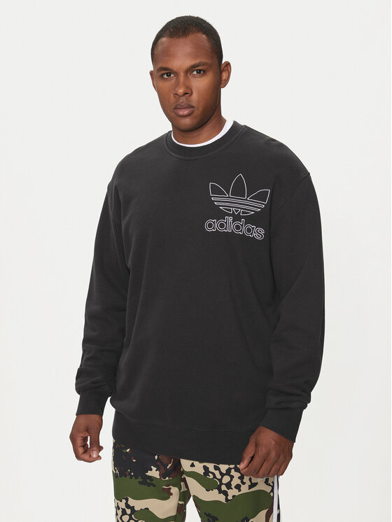 adidas Felpa adicolor Outline Trefoil IU2350 Nero Loose Fit Modivo