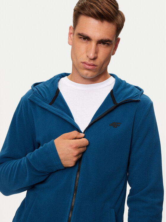 4F 4F Fleecová mikina 4FWMM00TFLEM290 Modrá Regular Fit