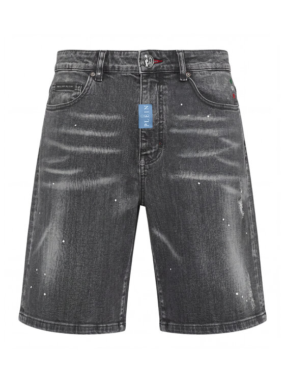PHILIPP PLEIN PHILIPP PLEIN Szorty jeansowe 31790 Szary Loose Fit