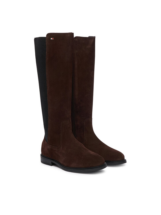 Tommy Hilfiger Tommy Hilfiger Cizme Enamel Flag Suede High Chelsea FW0FW09574 Maro închis
