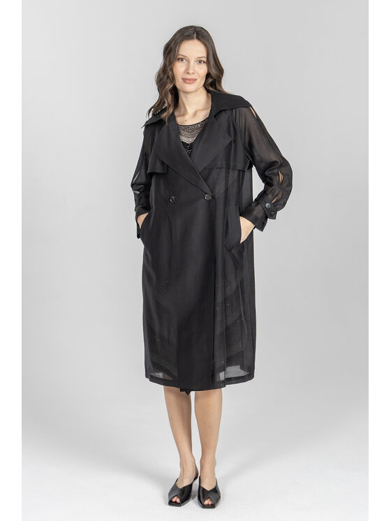 Deni Cler Milano Deni Cler Milano Płaszcz T-DC-8006-F2-10-90-1 Czarny Regular Fit
