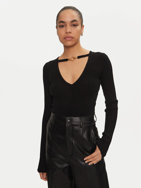 Just Cavalli Just Cavalli Pulover 77PAFM36 Negru Slim Fit