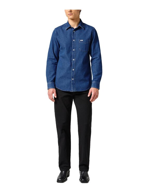 Wrangler Wrangler camicia di jeans 112357190 Blu scuro Regular Fit