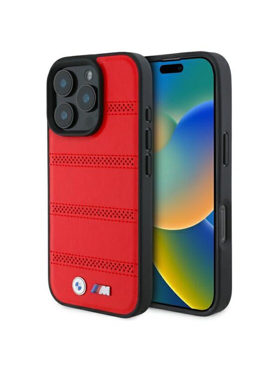 BMW Motorsport BMW Motorsport Etui na telefon M Perforated Tricolor Line Czerwony
