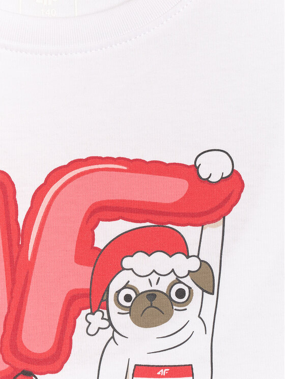 4F 4F T-Shirt CHRISTMAS DROP Biały Regular Fit
