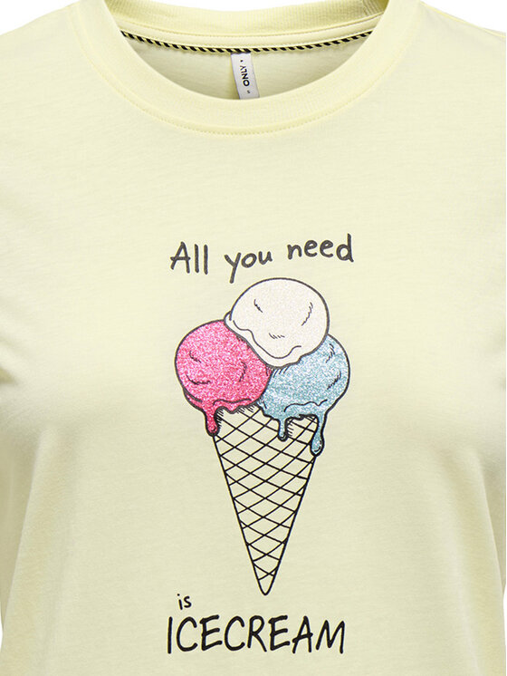 ONLY ONLY T-krekls Fun Life 15349901 Dzeltens Regular Fit