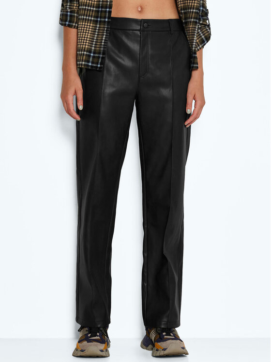 Noisy May Noisy May Pantaloni in similpelle Luke 27022747 Nero Straight Fit