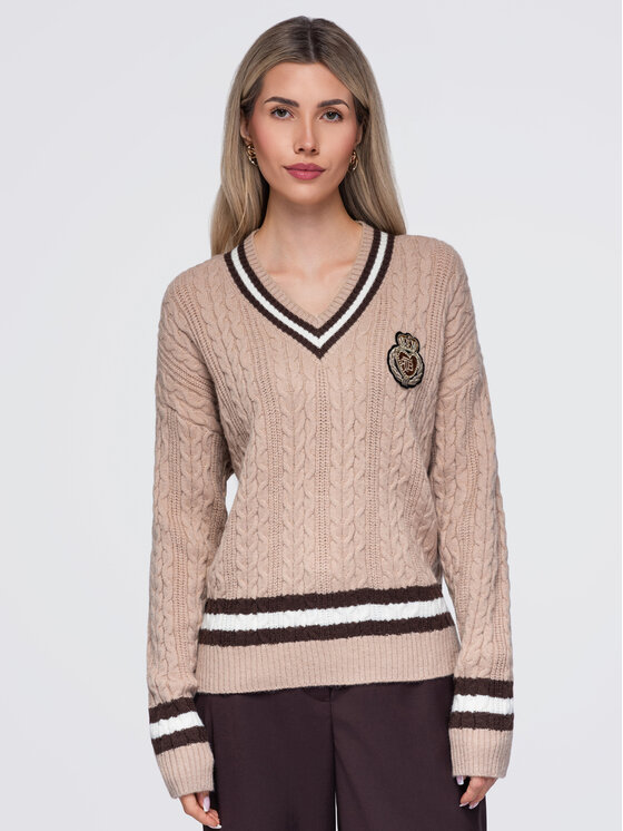 Ombre Ombre Svetr OW-SW-E0023 Světle hnědá Regular Fit