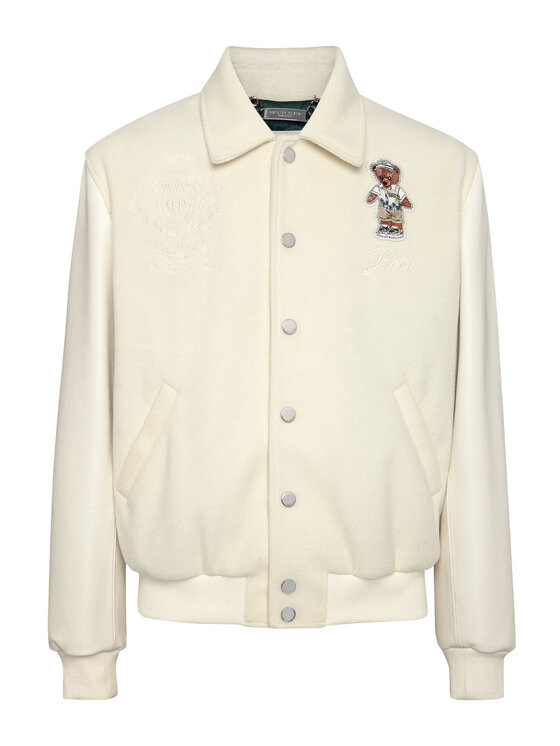 PHILIPP PLEIN PHILIPP PLEIN Kurtka skórzana 26995 Biały Regular Fit