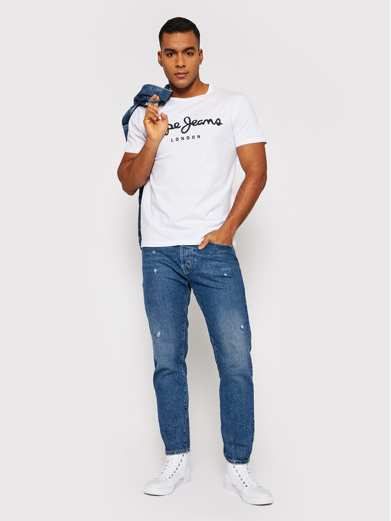 Jeans Fit T-Shirt PM508210 Pepe Weiß Original Slim