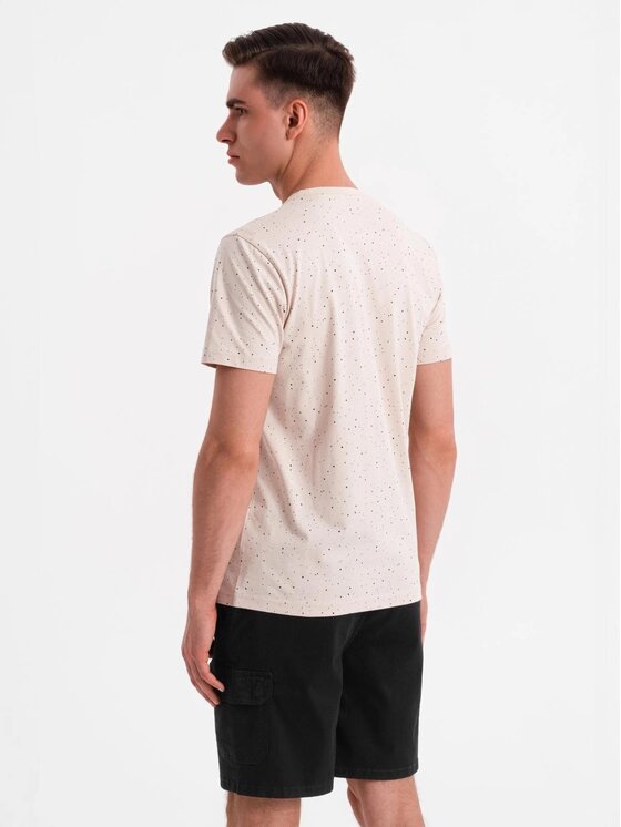Ombre Ombre T-Shirt OM-TSFP-0186 Beżowy Regular Fit