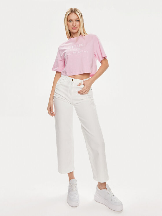 Guess Guess Тишърт Dakota V4GI13 JA914 Розов Boxy Fit