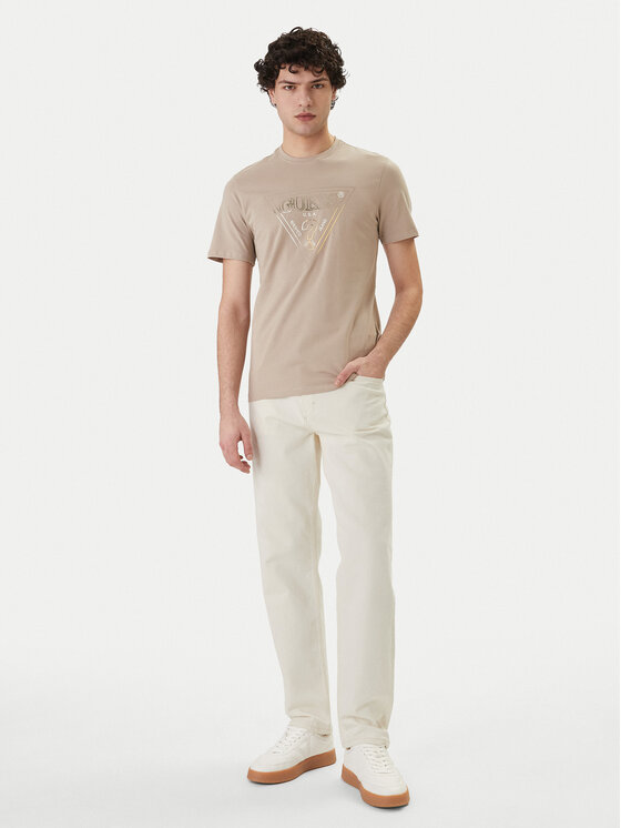 Guess Guess T-Shirt M6GI11 K2992 Beżowy Slim Fit