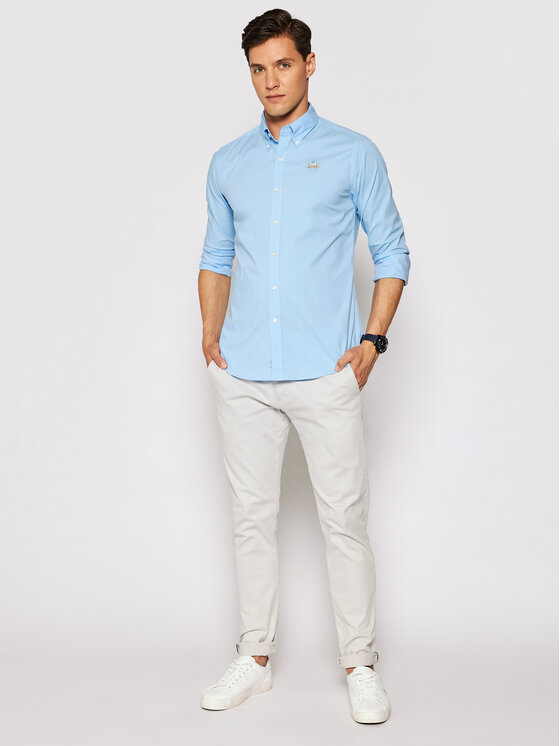 La Martina La Martina Camicia Poplin CCMC02 PP003 Celeste Slim Fit