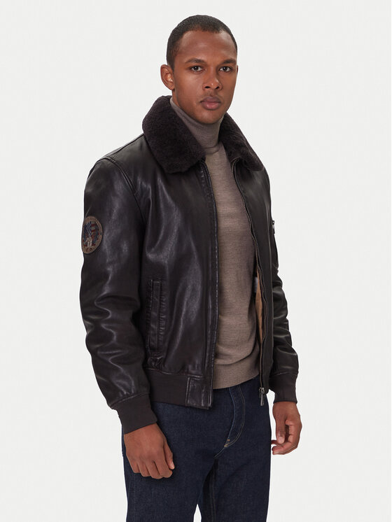 Milestone Geacă de piele Tom 531041 21070 Maro Regular Fit