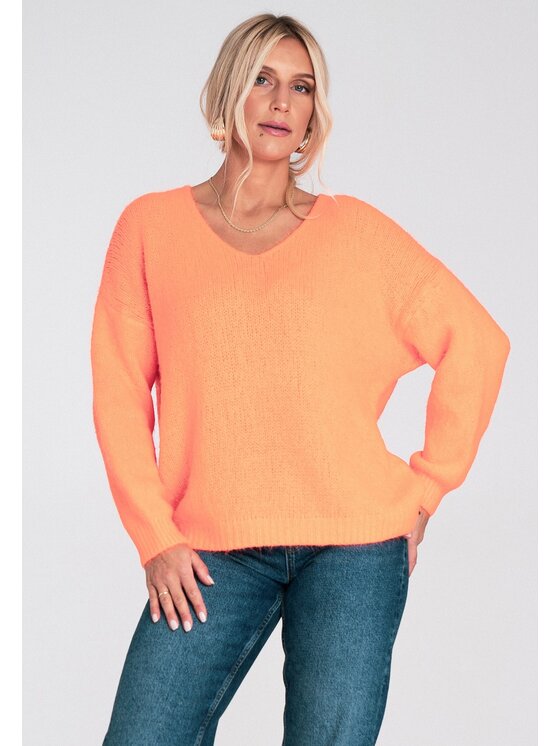 FIGL FIGL Sweter M1236 Pomarańczowy Regular Fit