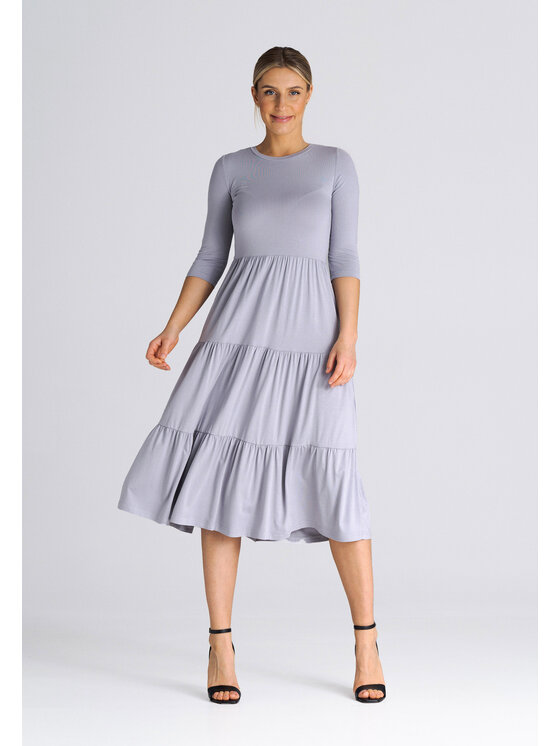 FIGL FIGL Sukienka codzienna SUKIENKA M943 Szary Regular Fit
