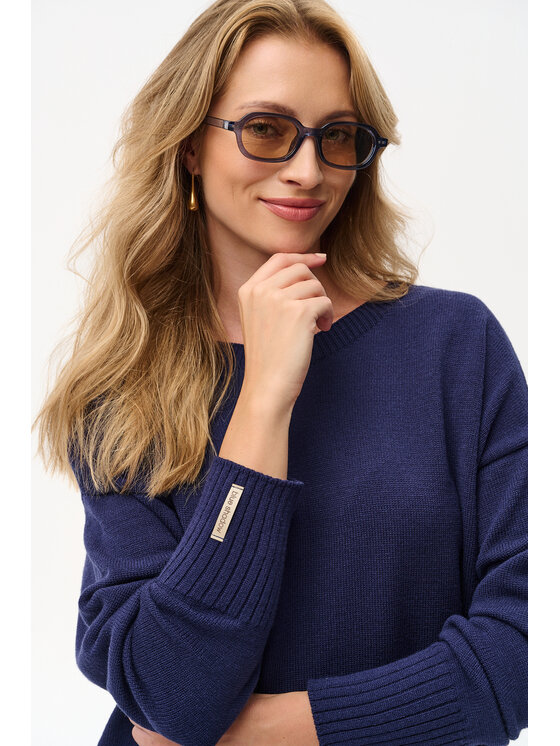 blue shadow blue shadow Sweter Kiro Granatowy Regular Fit