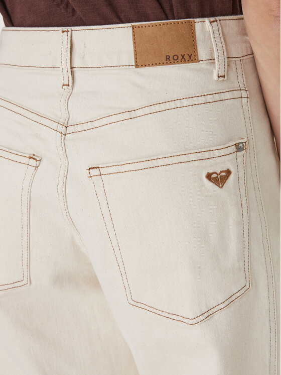 Roxy Roxy Džínsy Cloudbreak Mid Sandbar ERJDP03324 Écru Barrel Fit
