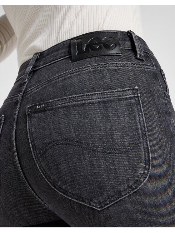 Lee Lee Jeansy SCARLETT HIGH ZIP Szary Skinny Fit