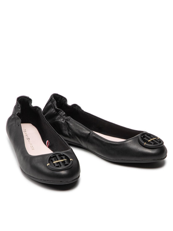Tommy Hilfiger Tommy Hilfiger Balerīnas Th Hardware Leather Ballerina FW0FW06344 Melns
