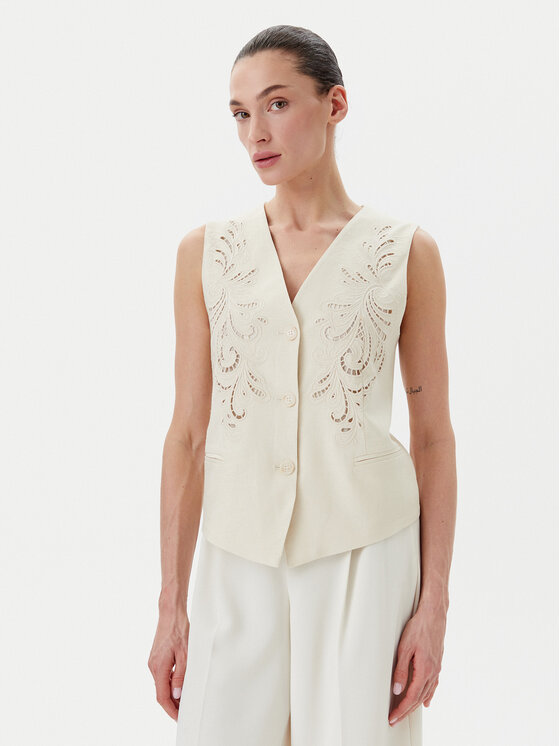 TWINSET TWINSET Vestă elegantă 251TP2161 Bej Slim Fit