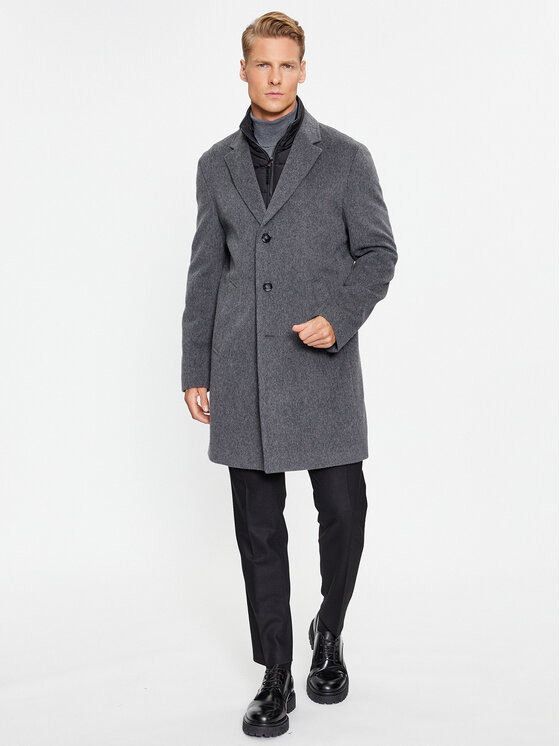 BOSS Boss Wollmantel H-Hyde-Bib-234 50502250 Grau Slim Fit
