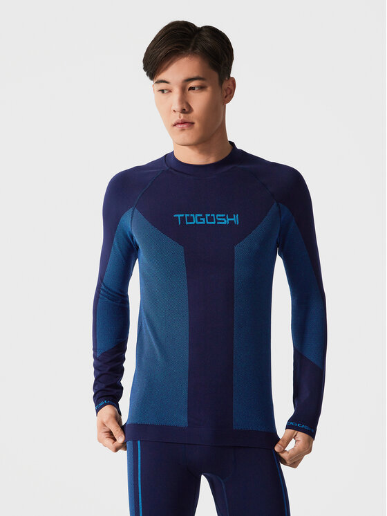 Togoshi Majica z dolgimi rokavi THERMO TG22-TSML500 Mornarsko modra Slim Fit