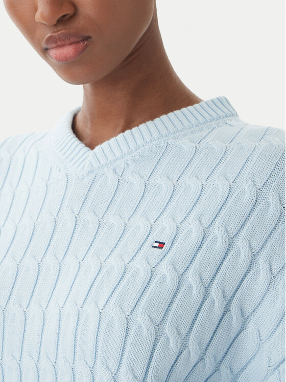 Tommy Hilfiger Tommy Hilfiger Pulover WW0WW48433 Svetlo modra Regular Fit