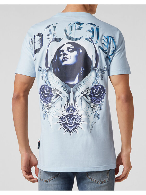 PHILIPP PLEIN PHILIPP PLEIN T-Shirt 901 Błękitny Regular Fit