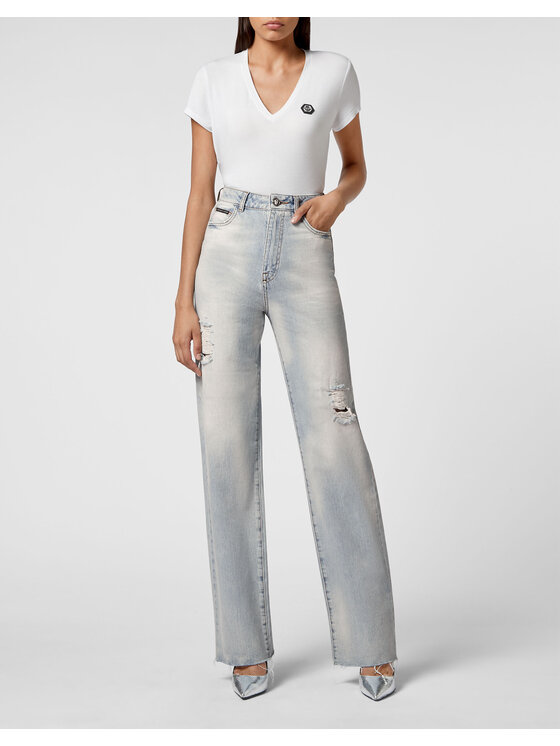 PHILIPP PLEIN PHILIPP PLEIN Jeansy 21727 Niebieski jasny Palazzo Fit