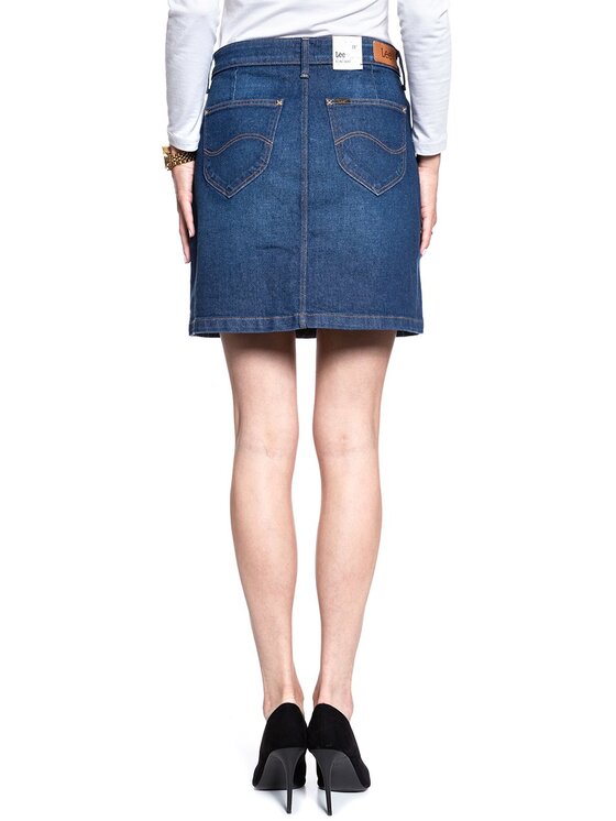 Lee Lee Spódnica mini A LINE SKIRT Niebieski Regular Fit