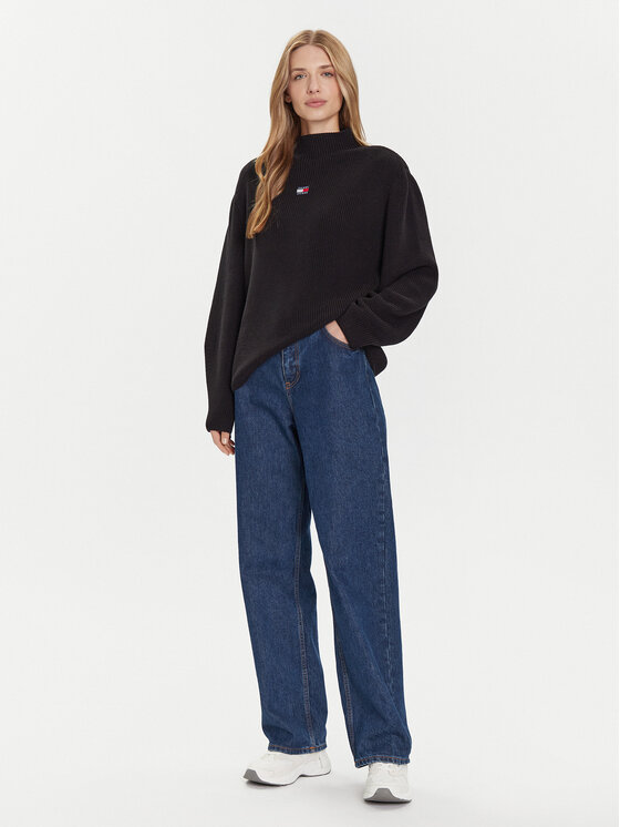 Tommy Jeans Tommy Jeans Pullover Badge DW0DW21676 Schwarz Relaxed Fit