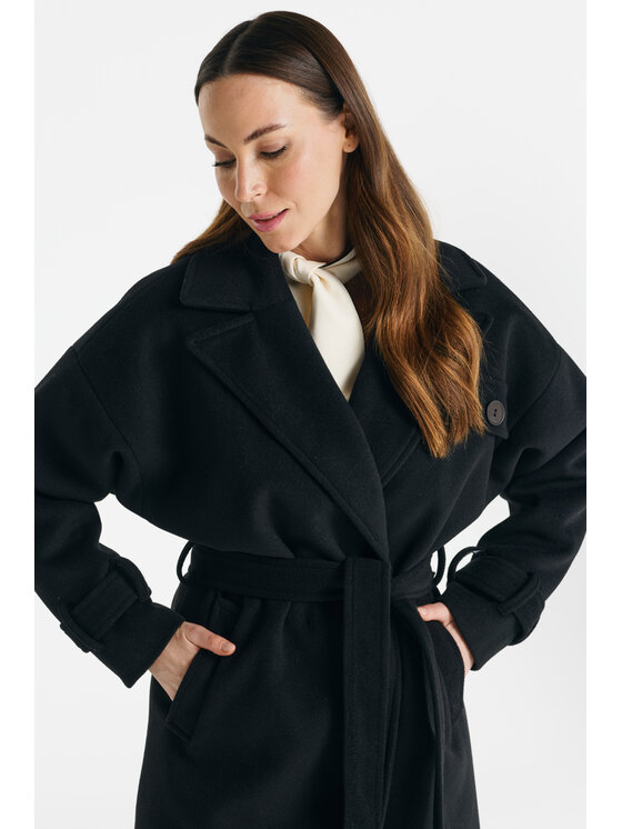 Salme Salme Vlnený kabát Luna Čierna Regular Fit